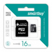 MicroSD 16Gb 10 class Smartbuy +адаптер 