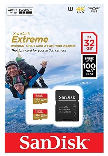 MicroSD 32Gb 10 class SanDisk Extreme V30 UHS-I/U3 100МБ/с +адаптер