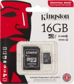 MicroSD 16Gb 10 class Kingston Industrial UHS-I 90/35МБ/с +адаптер 