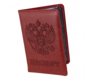 Обложка для паспорта красная с гербом 112356
