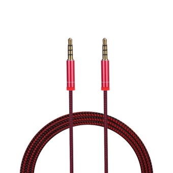 Аудио  кабель с 3,5 на 3,5 Am-Am (1,0м) круглый, плетеный, красный 4 контакта Hcjtwin