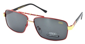 Очки Audi 550 красно-черная оправа зеркальные