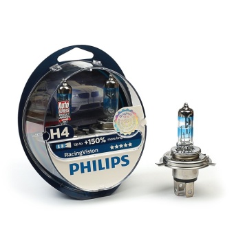 Лампы Philips Н4 (60/55) (+150% яркости) Racing Vision 2шт.