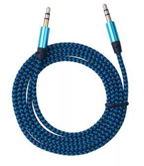 Аудио  кабель с 3,5 на 3,5 Am-Am (1,0м) круглый, плетеный, синий 3 контакта Hcjtwin