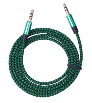 Аудио  кабель с 3,5 на 3,5 Am-Am (1,0м) круглый, плетеный, зеленый 3 контакта Hcjtwin
